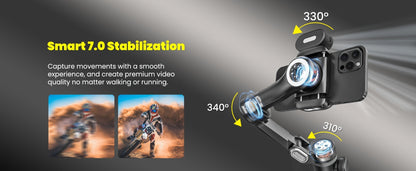 AOCHUAN Smart X Pro Combo 3-Axis Smartphone Gimbal Stabilizer, RGB Fill Light, Extension Rod