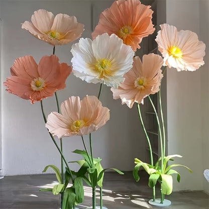 Giant Paper Poppy Artificial Flower - Super Large Floor Standing Fake Flower for Wedding Backdrop