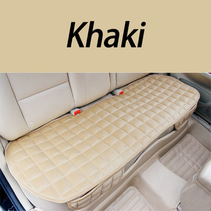 Plush Plaid Car Seat Cushion Set with Memory Foam Fill, Black or Khaki and Front-Pair, Rear-Pad or Three-Piece Options