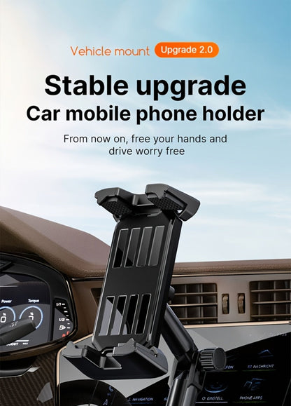 TP08 Cup-Base Car Phone Mount with Expanding Lower Base and Adjustable Clamp for 4–13-Inch Devices