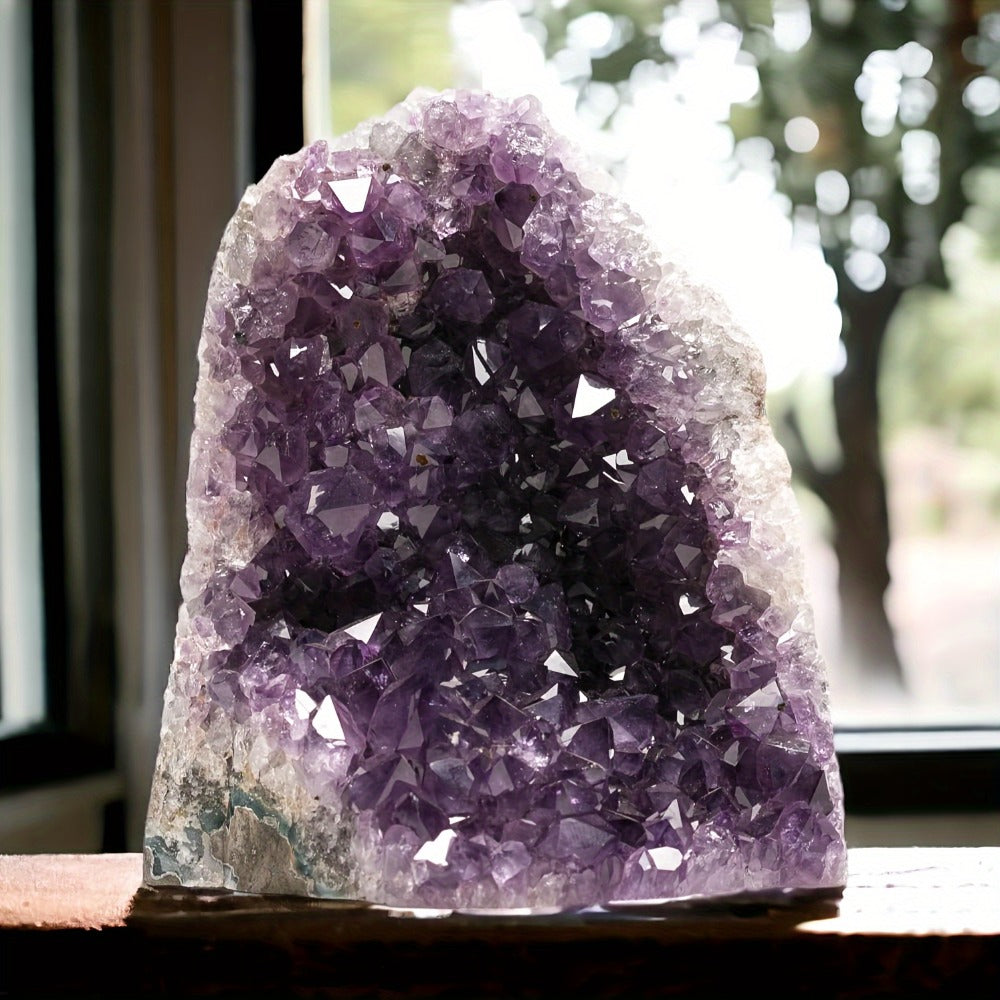 Amethyst Crystal Cave Cluster Natural Uruguayan Polished Edges Geode Home Office Decor Meditation Healing Crystal Birthday Holiday Hanukkah