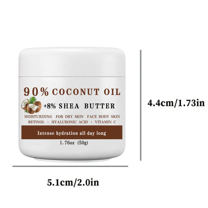 Coconut Oil & Shea Butter Moisturizing Cream 1.76 oz, 90% Coconut Oil, Retinol & Hyaluronic Acid