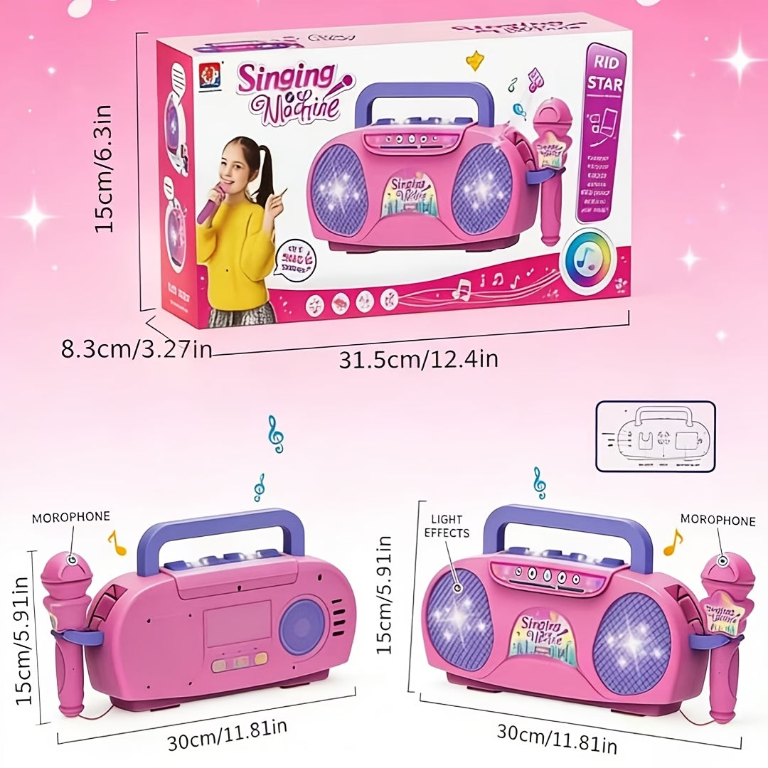 Kids Light-Up Singing Machine Toy with Microphone, All-in-One Music Toy for Boys & Girls Ages 3-7