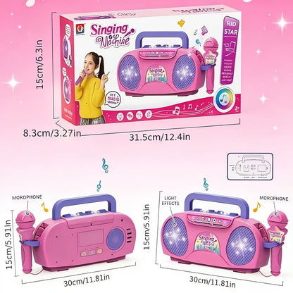Kids Light-Up Singing Machine Toy with Microphone, All-in-One Music Toy for Boys & Girls Ages 3-7