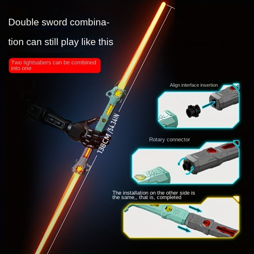 RGB Light-Up Saber Toy 16 Colors Rechargeable Light Sword with Gravity Sensor & Sound Effects
