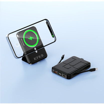 Magnetic Power Bank 10000mAh USB-C Fast Charging, Built-in Cable, Charges 5 Devices & Laptops Simultaneously
