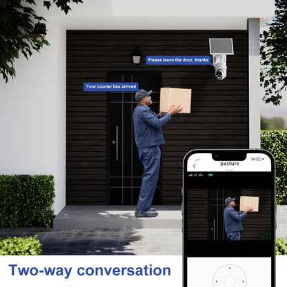 Solar Pan-Tilt Security Camera with 4G or 2.4GHz WiFi Options, 355° Pan, 90° Tilt and Two-Way Audio
