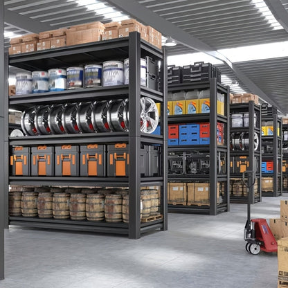 Metal Shelving Unit 5-Tier - Powder-Coated Steel Storage Rack, Adjustable Height, No-Tool Assembly