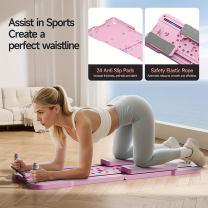 Portable Pilates Reformer Board 9-in-1 – Foldable Ab Wheel & Push-Up Workout Machine for Full Body Core Training