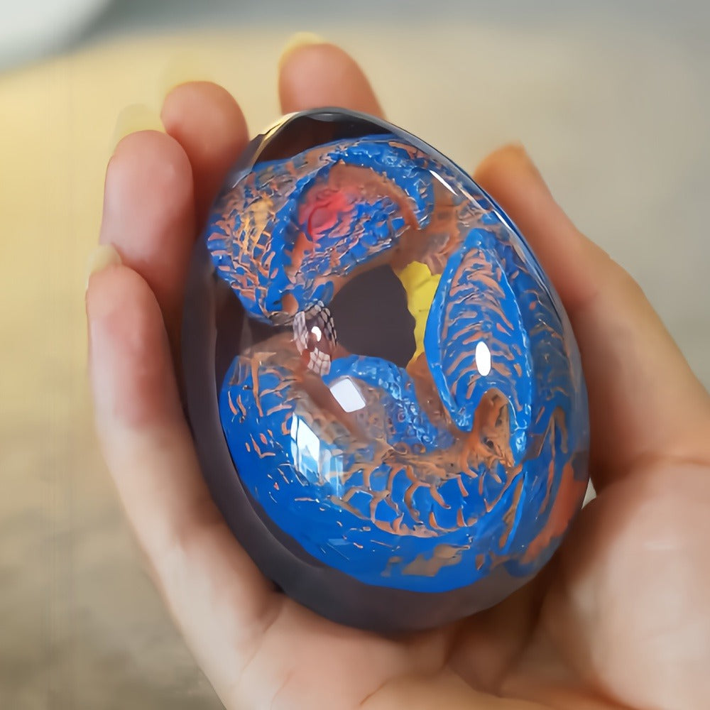 Dragon Egg Statue Transparent Resin Dragon Egg Figurine Dinosaur Souvenir Collectible Craft for Entryways, Bedrooms and Living Spaces