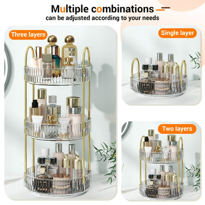 360 Rotating Makeup Organizer Skincare Storage Rack – Multi-Layer Detachable Cosmetic Organizer for Perfume, Lipstick, Skincare