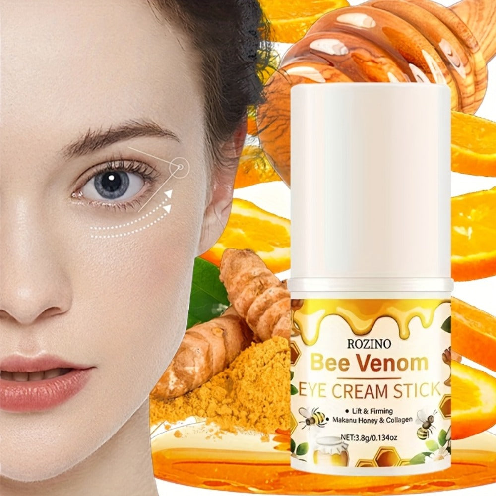 ROZINO Bee Venom and Honey Eye Cream Stick, 3.8g in a Compact White Twist-Up Cosmetic Tube