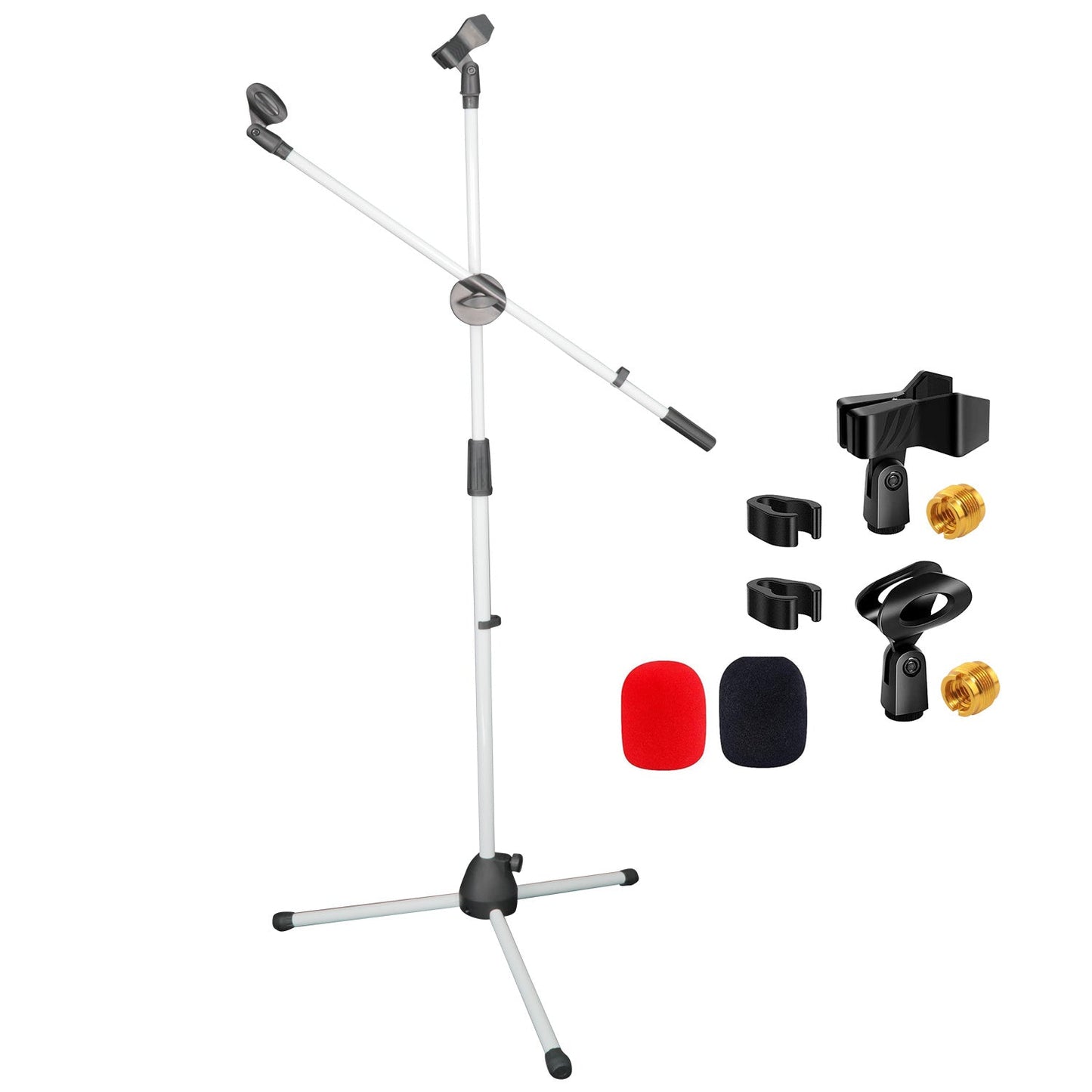 Adjustable Microphone Boom Stand shown in the WHITE option