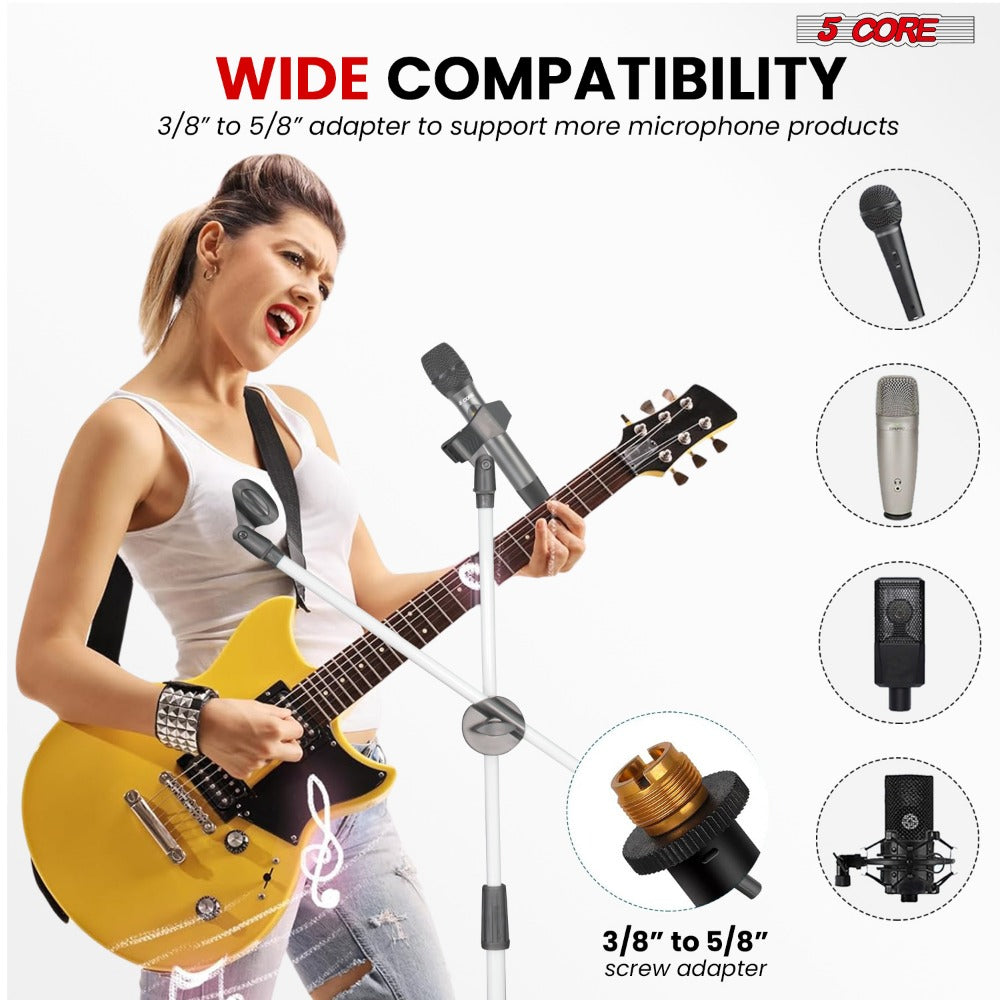 Tripod Microphone Boom Stand with 63-Inch Height, 31.5-Inch Arm, Two Clips and Six Color Options