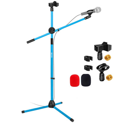 Tripod Microphone Boom Stand with 63-Inch Height, 31.5-Inch Arm, Two Clips and Six Color Options