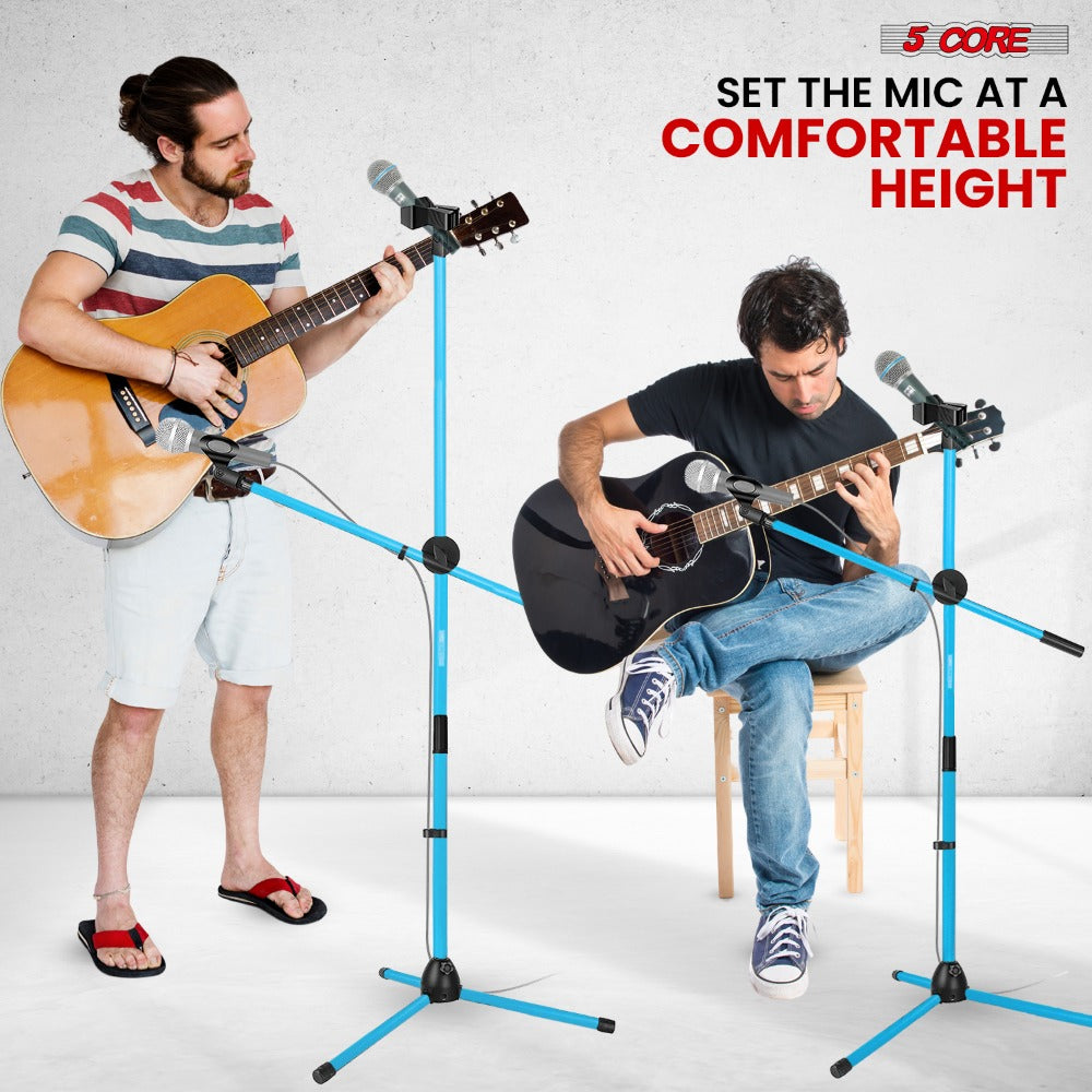 Tripod Microphone Boom Stand with 63-Inch Height, 31.5-Inch Arm, Two Clips and Six Color Options