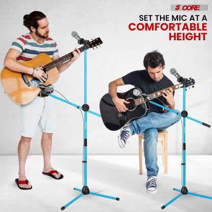 Tripod Microphone Boom Stand with 63-Inch Height, 31.5-Inch Arm, Two Clips and Six Color Options