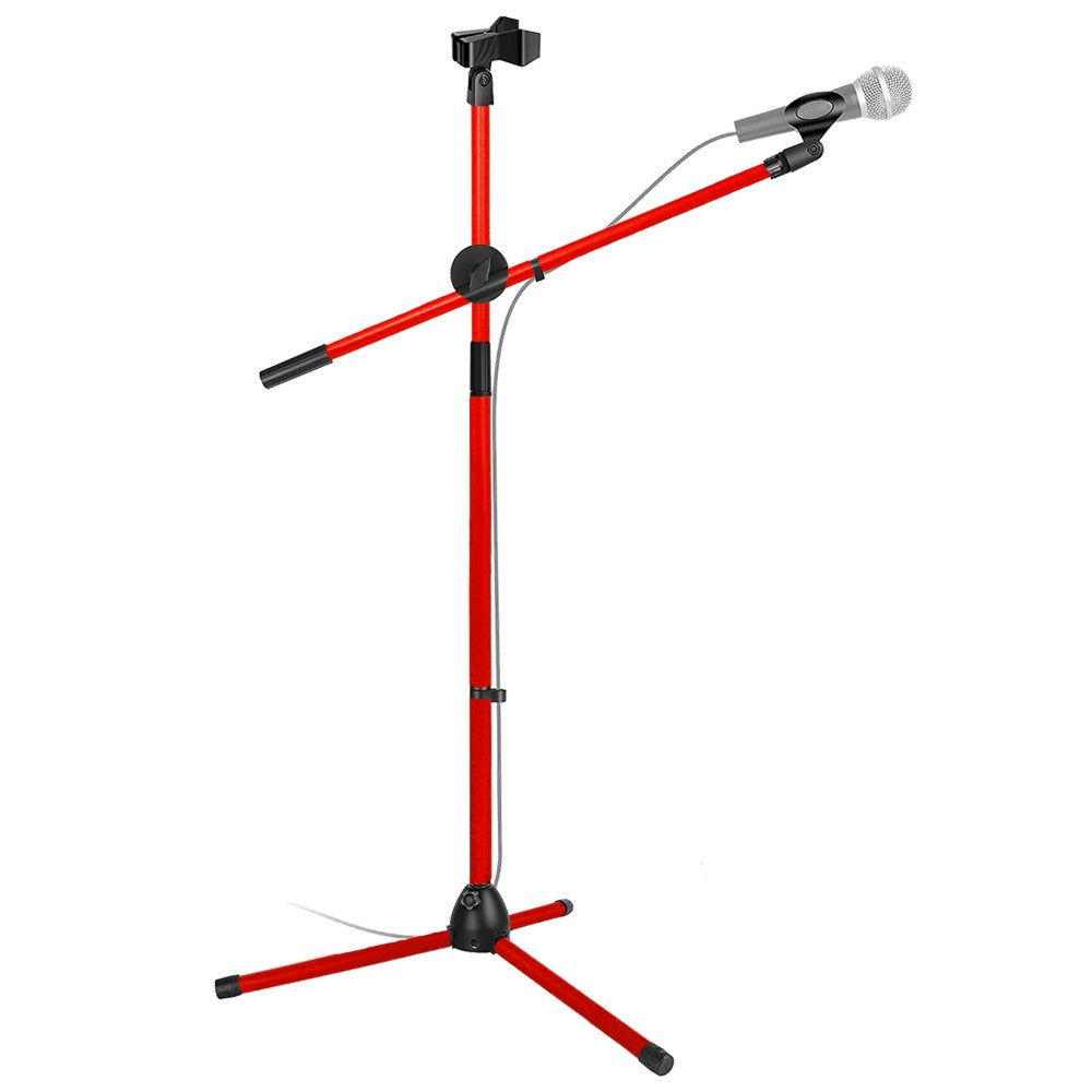 Tripod Microphone Boom Stand with 63-Inch Height, 31.5-Inch Arm, Two Clips and Six Color Options
