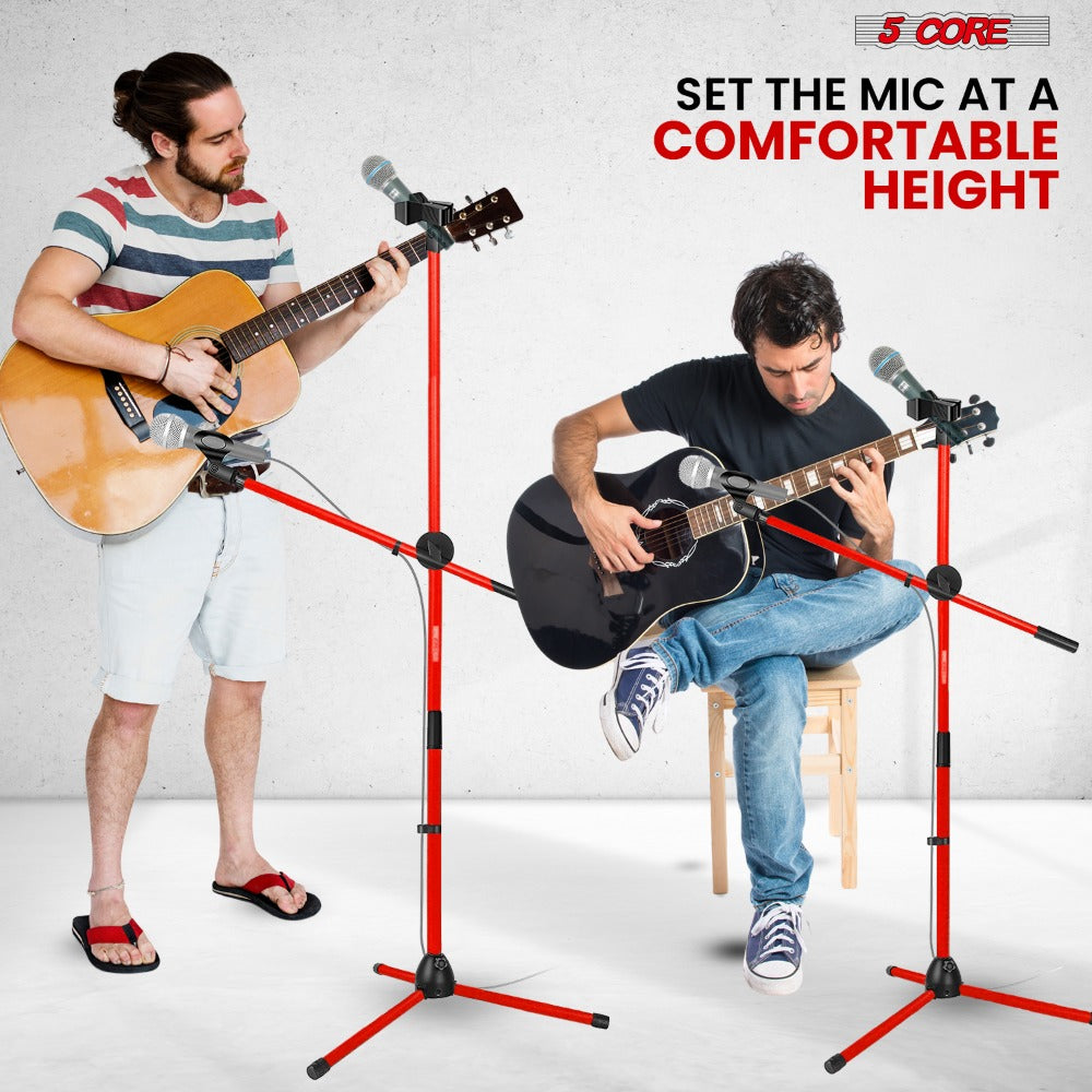 Tripod Microphone Boom Stand with 63-Inch Height, 31.5-Inch Arm, Two Clips and Six Color Options