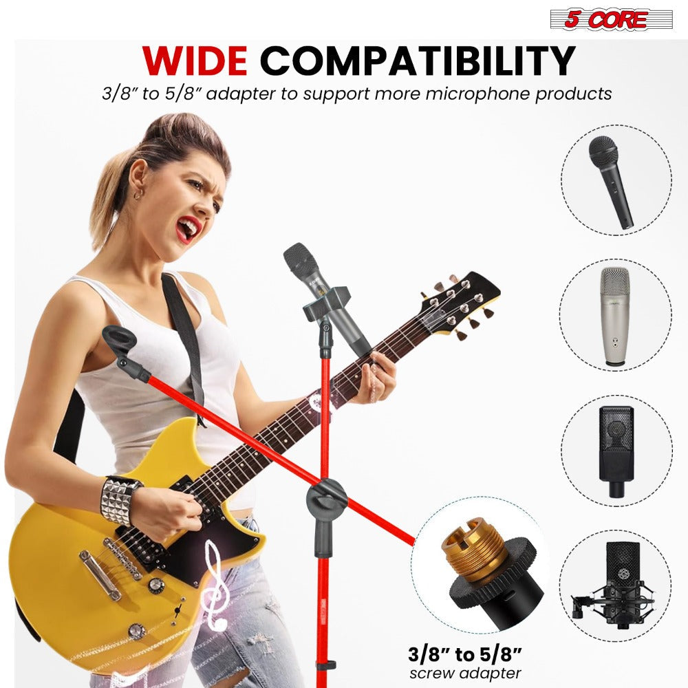 Tripod Microphone Boom Stand with 63-Inch Height, 31.5-Inch Arm, Two Clips and Six Color Options