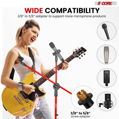 Tripod Microphone Boom Stand with 63-Inch Height, 31.5-Inch Arm, Two Clips and Six Color Options