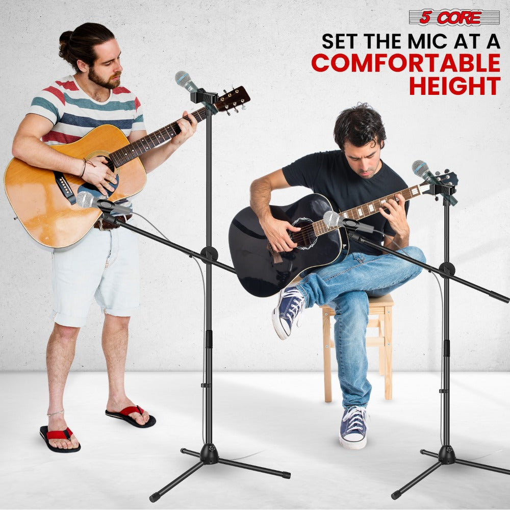 Tripod Microphone Boom Stand with 63-Inch Height, 31.5-Inch Arm, Two Clips and Six Color Options