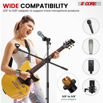 Tripod Microphone Boom Stand with 63-Inch Height, 31.5-Inch Arm, Two Clips and Six Color Options