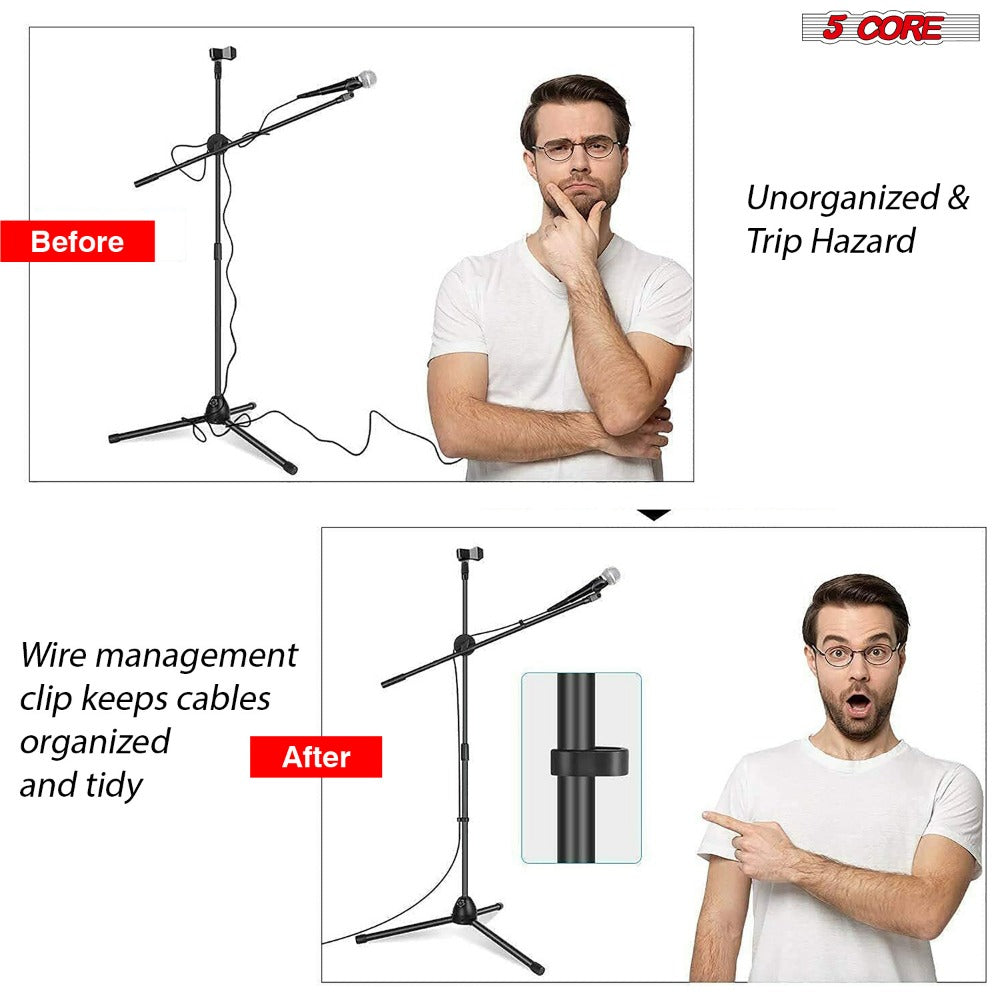 Tripod Microphone Boom Stand with 63-Inch Height, 31.5-Inch Arm, Two Clips and Six Color Options