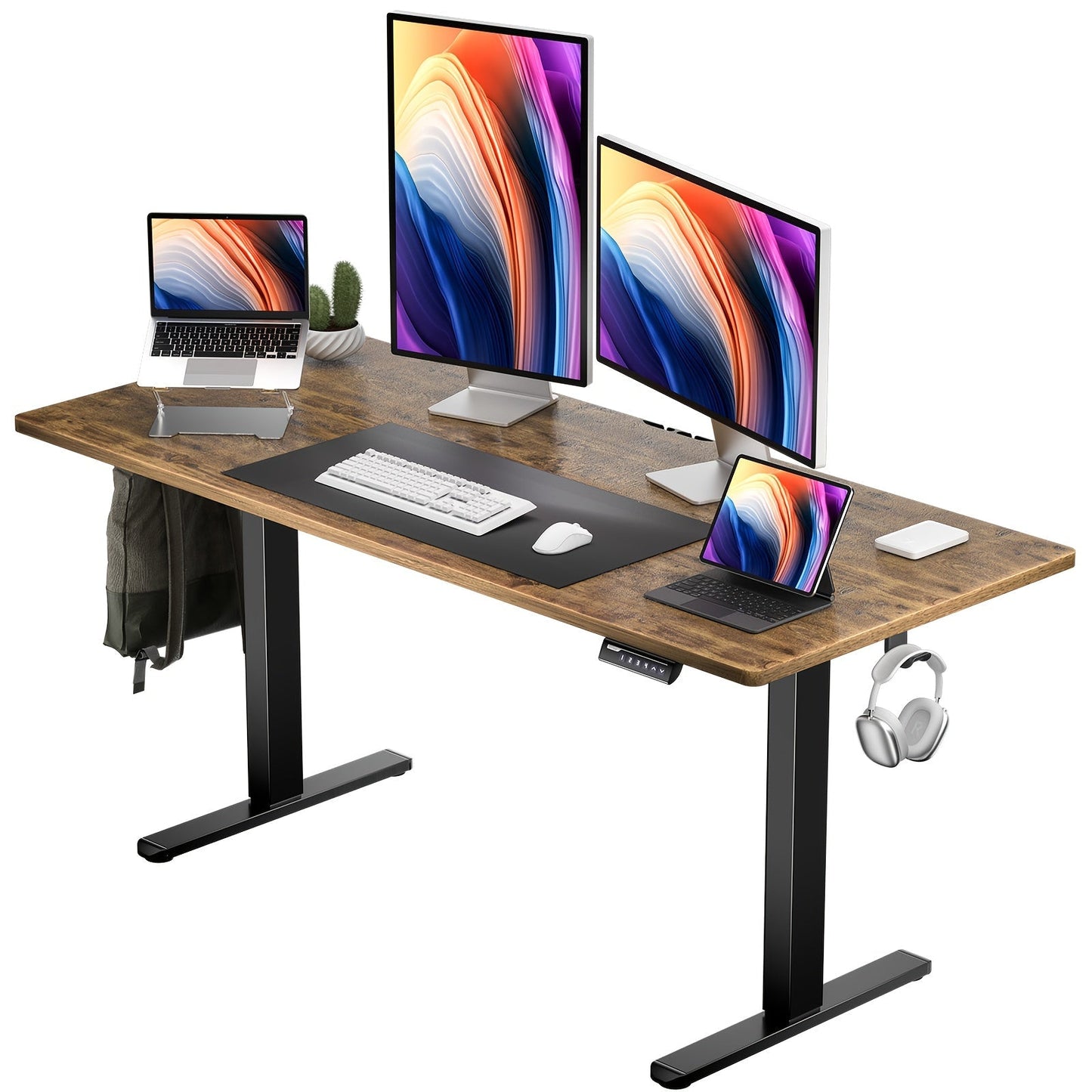 Standing Desk shown in the 63*28 Brown option
