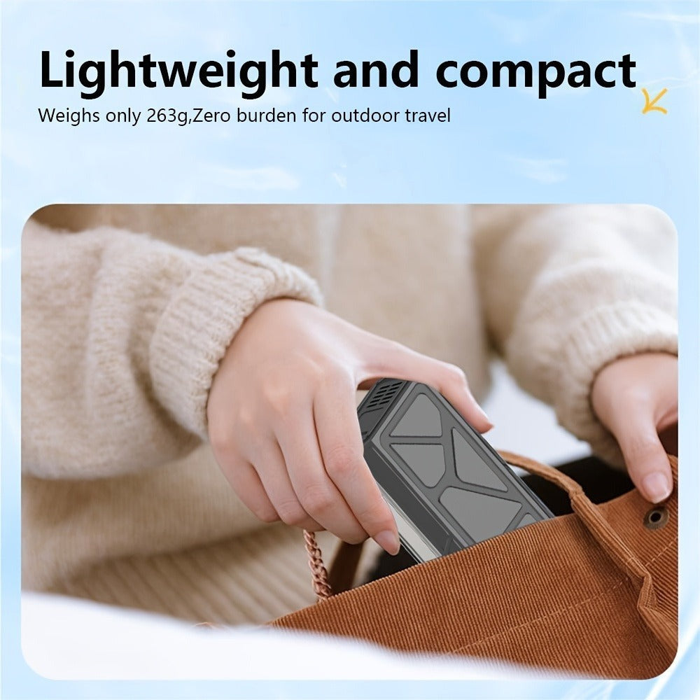 Portable Fan USB-Rechargeable Handheld Model with Brushless Motor, Built-In LED Light and Desktop Base
