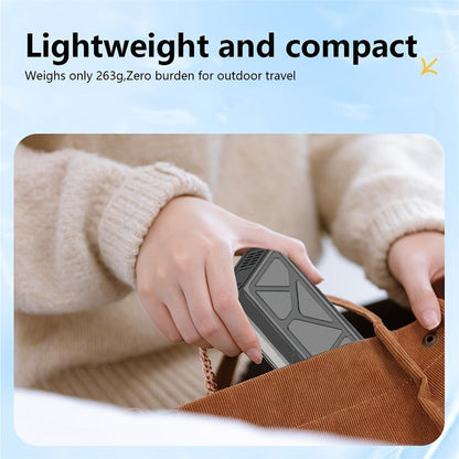 Portable Fan USB-Rechargeable Handheld Model with Brushless Motor, Built-In LED Light and Desktop Base