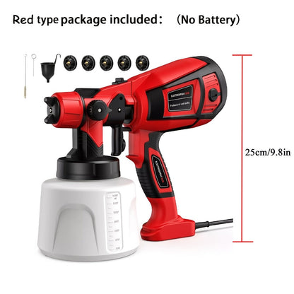 HVLP Paint Sprayer Electric Spray Gun with 3 Spray Patterns & 27oz Container, Cordless Airless Sprayer for House Painting