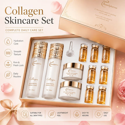 Skincare Set with Beautyluress Label, 14 Collagen Hyaluronic Acid and Niacinamide Product Pieces