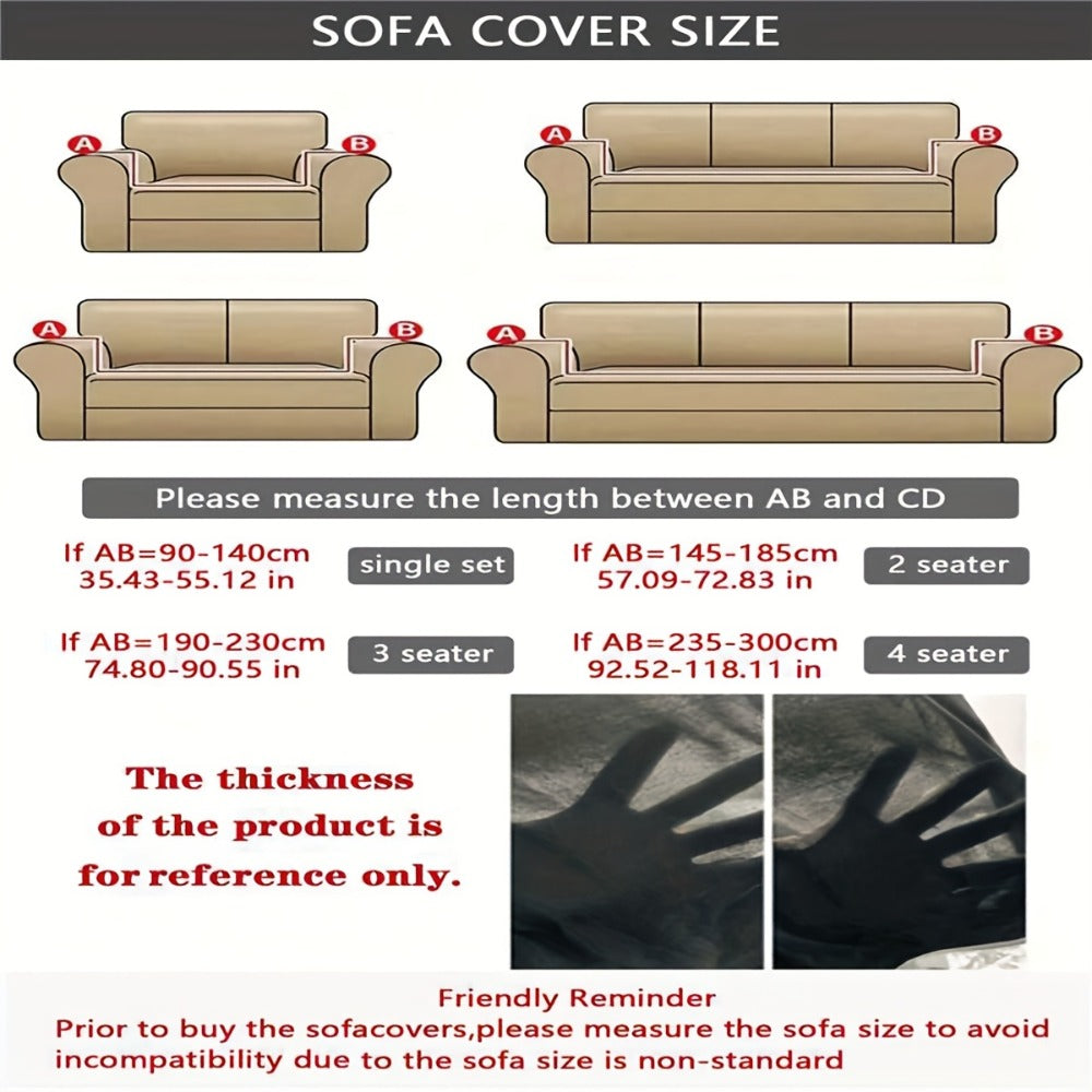Sofa Cover Textured Skirted Full-Cover Slipcover with Elastic Stretch and Backing Detail for 3 or 4 Seats