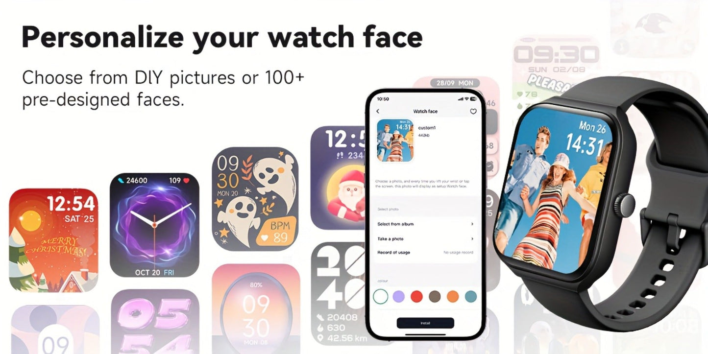 Smartwatch with Alexa Built-in FAWEIO 1.95" Large Display, Wireless Calling, 100+ Sport Modes, Pedometer Heart Rate Sleep Blood