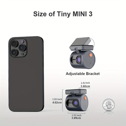 KAWA MINI 3 Dash Camera with 1296P Label, WiFi App Connection, Voice Control and Blue Finish