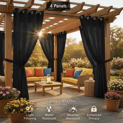 Sheer Curtains for Patio Outdoor, Grommet Top, 4 Panels, UV &, Drapes for Pergola, Gazebo, Porch
