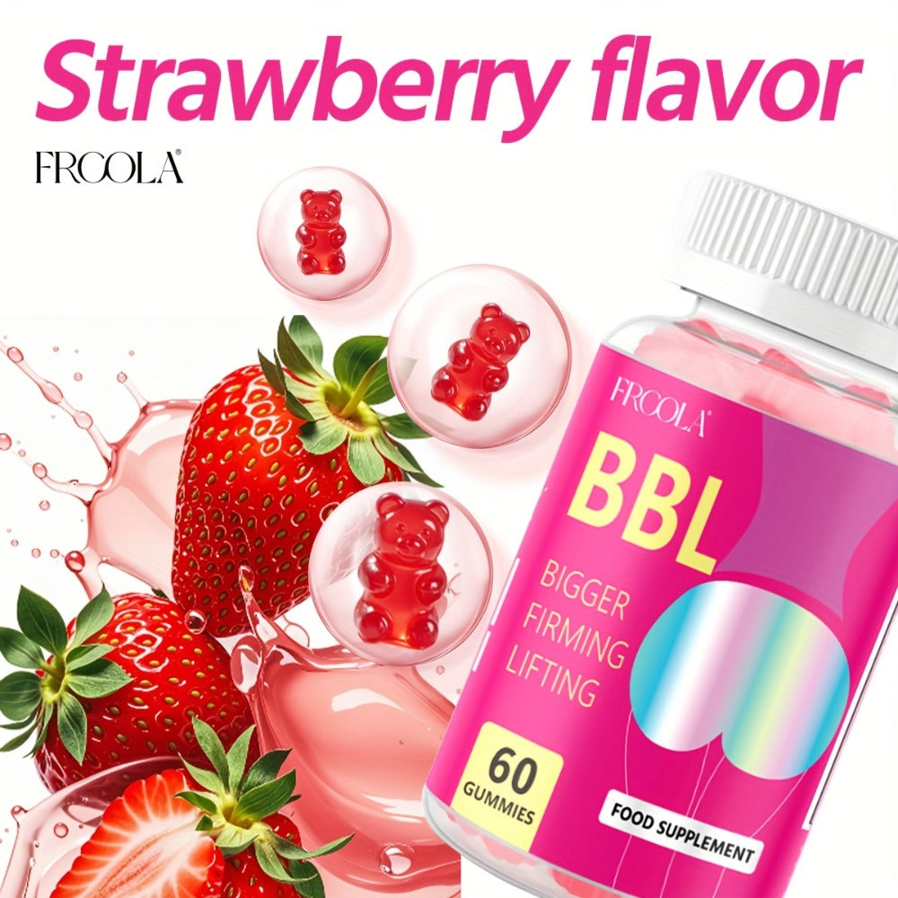 Women's BBL & BBG Herbal Gummies, Bum & Chest Enhancement Support Supplement for Women, Strawberry Flavor