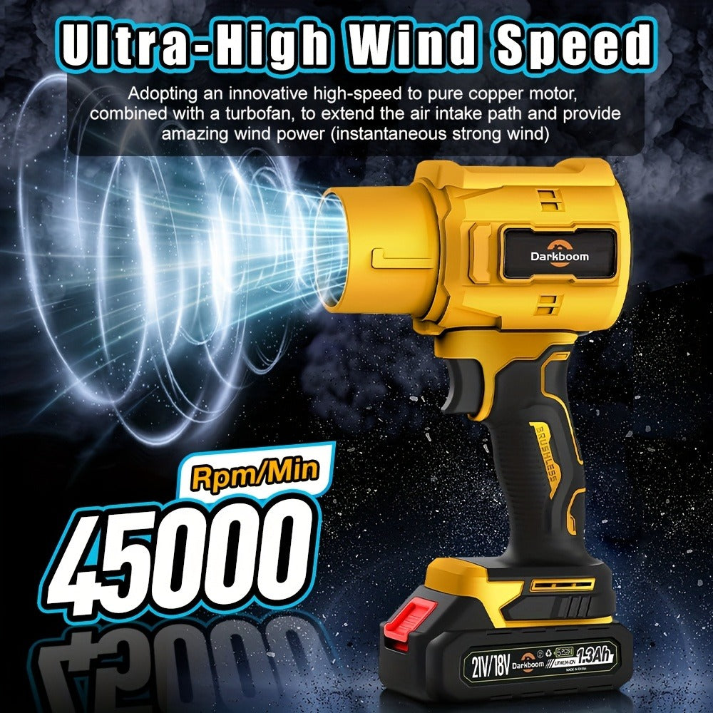 Cordless Handheld Leaf Blower and Air Duster Kit in Yellow or Blue with Two Batteries, Charger and Two Nozzles