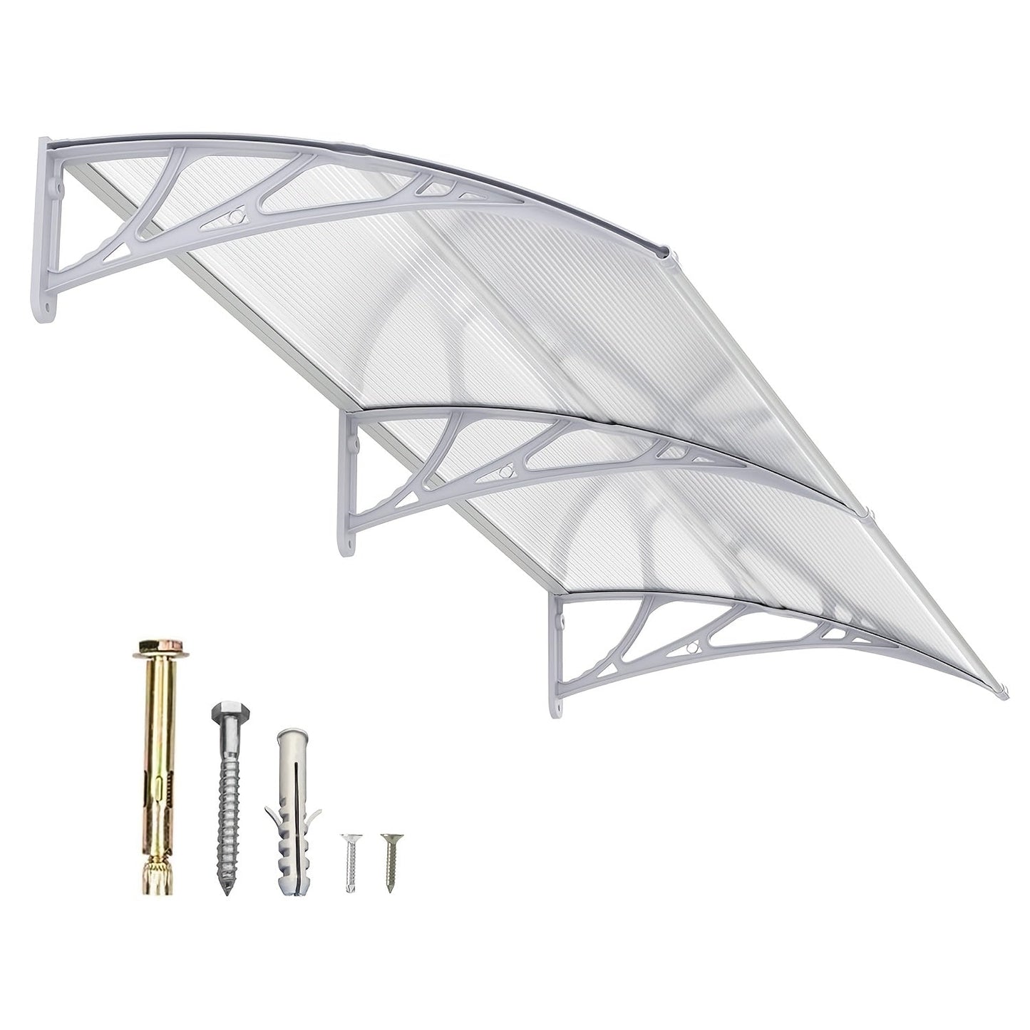 Polycarbonate Window Awning Door Canopy - UV Rain Snow Sun Protection Overhang for Doorways, Patio & Windows