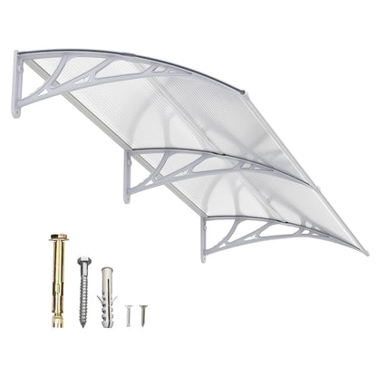Polycarbonate Window Awning Door Canopy - UV Rain Snow Sun Protection Overhang for Doorways, Patio & Windows