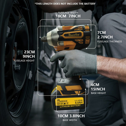 Cordless Brushless Impact Wrench Set 21V, 1/2'' High Torque Impact Gun with 4000mAh Rechargeable Battery