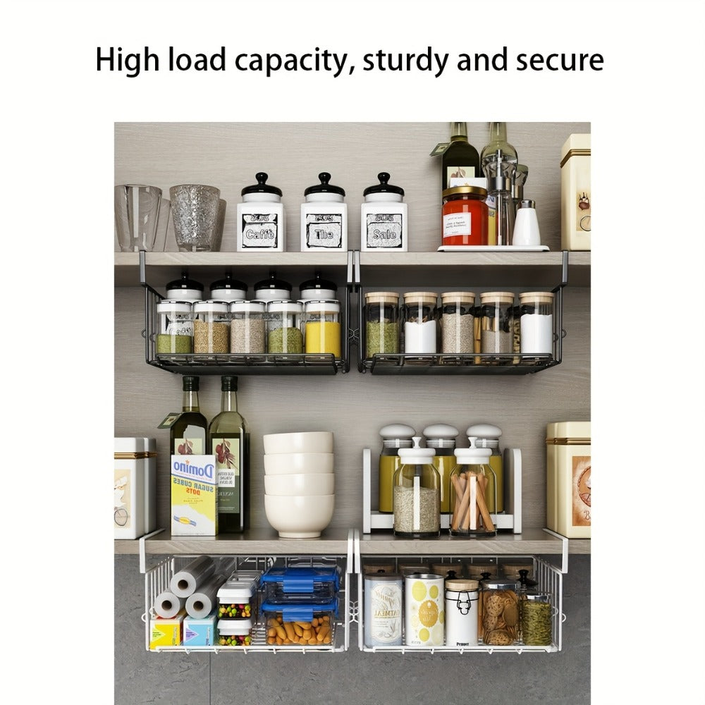 Wall Mount Foldable Storage Basket – Metal Organizer, Collapsible Space Saving for Kitchen Cabinet