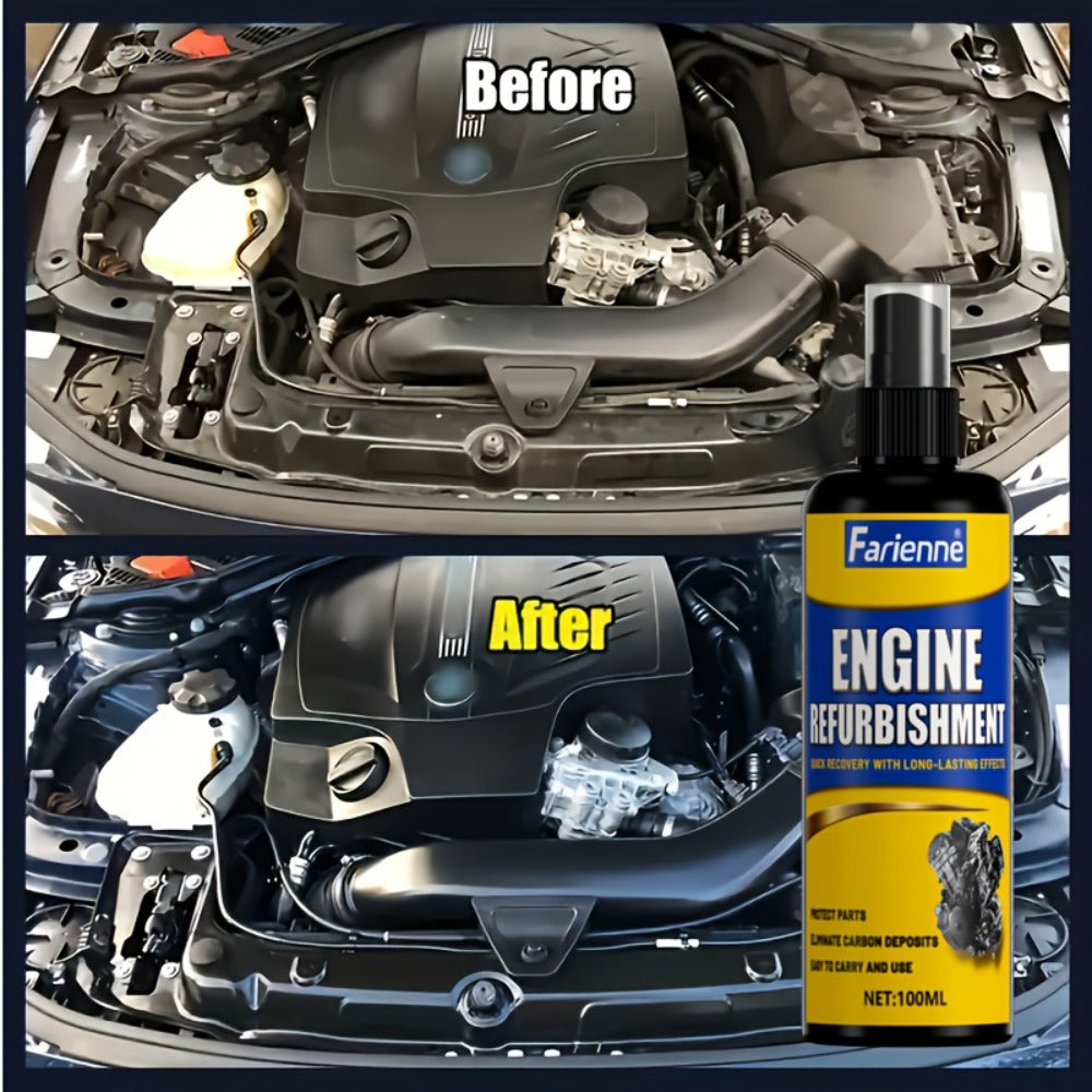 Engine Compartment Restorer Spray 3.38oz with Sponge – Engine Bay Refurbishing Agent, Polishing & Cleaning Spray, Extends Service Life