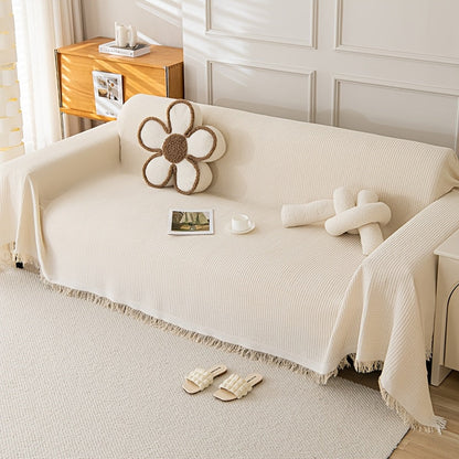 Sofa Throw Cover with Tassels Scratch Resistant Breathable Couch Blanket Slipcover for Entryways, Bedrooms and Living Spaces
