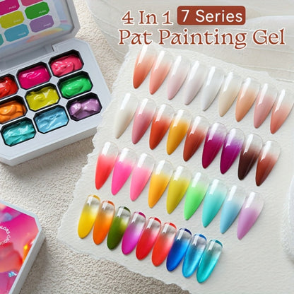 Gel Nail Polish 4-in-1 Nine-Color Palette for Ombre, Stamping, Painting and Powder Nail Art