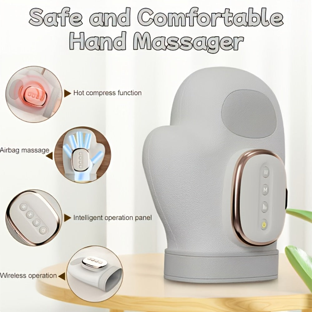 Hand Massager with Heat & Air Pressure, 3D Shiatsu Kneading 6 Modes Rechargeable Portable Hand Massager for Arthritis Pain
