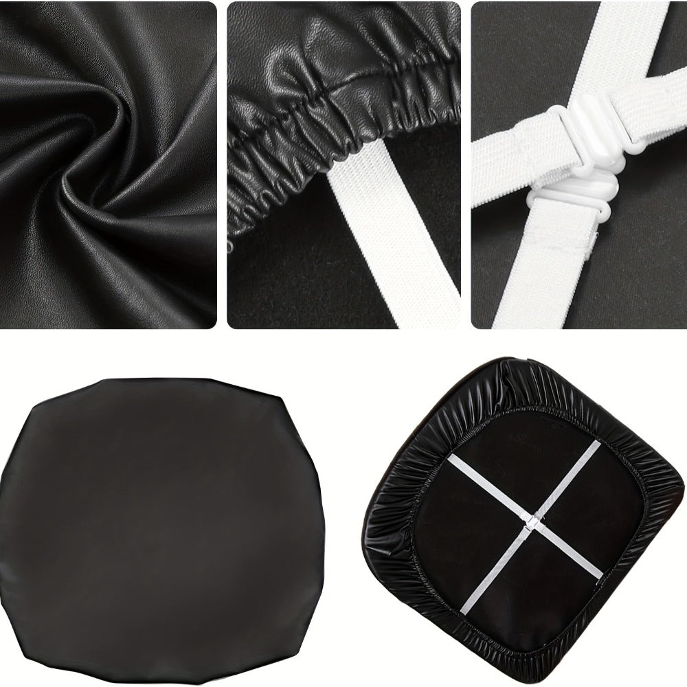 PU Leather Dining Chair Cushion Covers Removable Stretch Seat Slipcovers for Dining Room Kitchen Hotel Set of 4 or 6