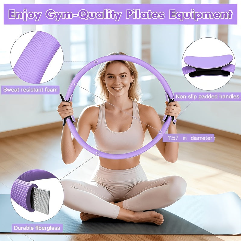 Pink or Purple 16-Piece Pilates Fitness Kit with Ring, Ball, Five Bands, Socks, Straps and Storage Bag