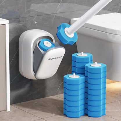 Disposable Toilet Brush & Holder Set with 6 Refill Wands, Wall Mounted, Pre-Loaded Scrubbing Solution